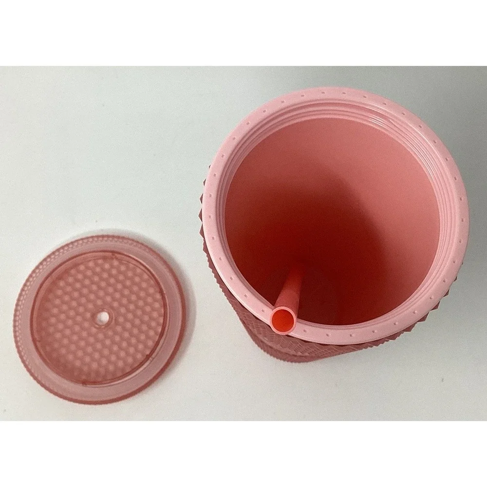 Matte Pink Lemonade Studded Starbucks Tumbler 24‎ Oz With Lid And Straw